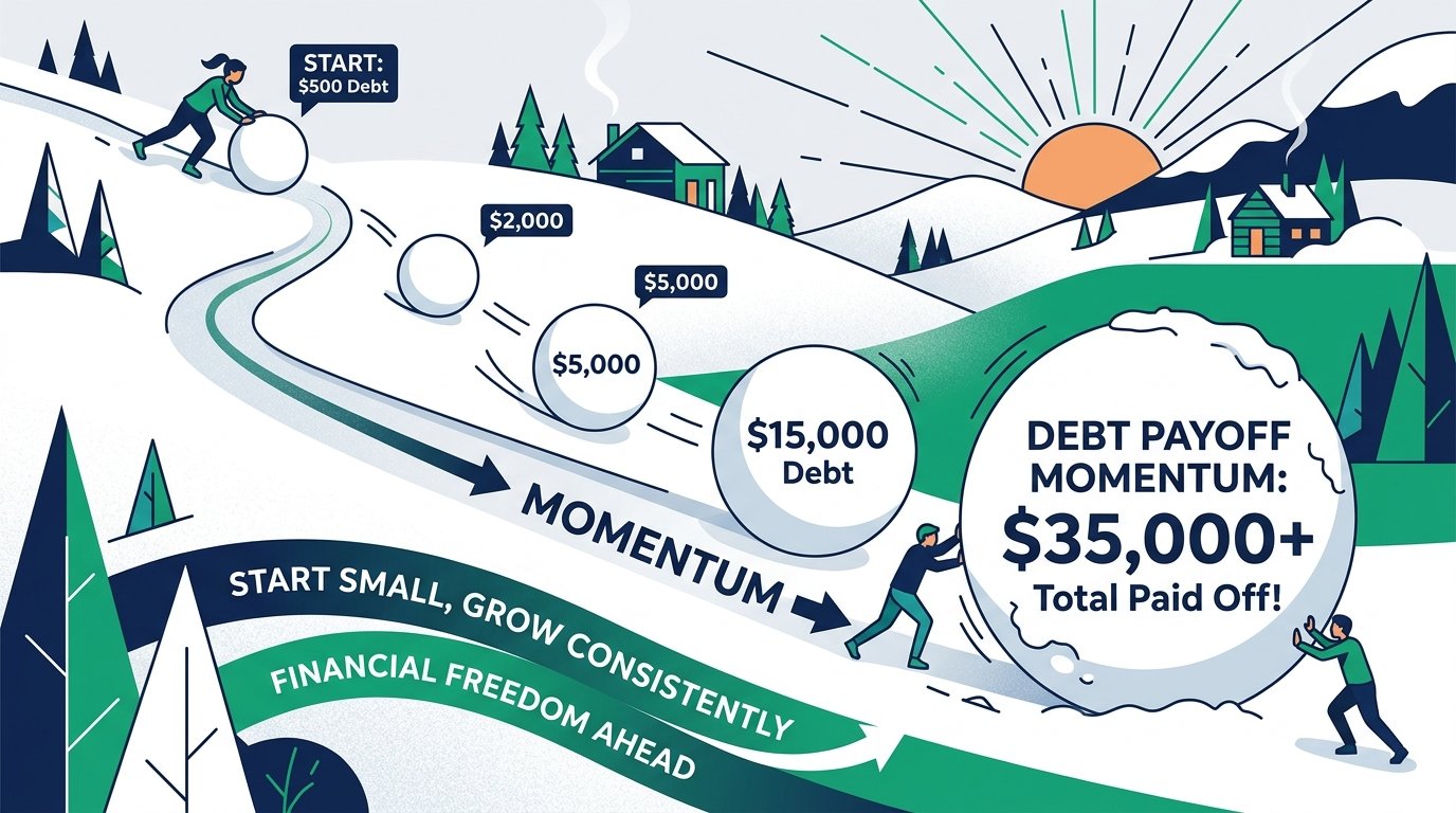 Debt Snowball Momentum Chart Debt Snowball Payoff Momentum Illustration
