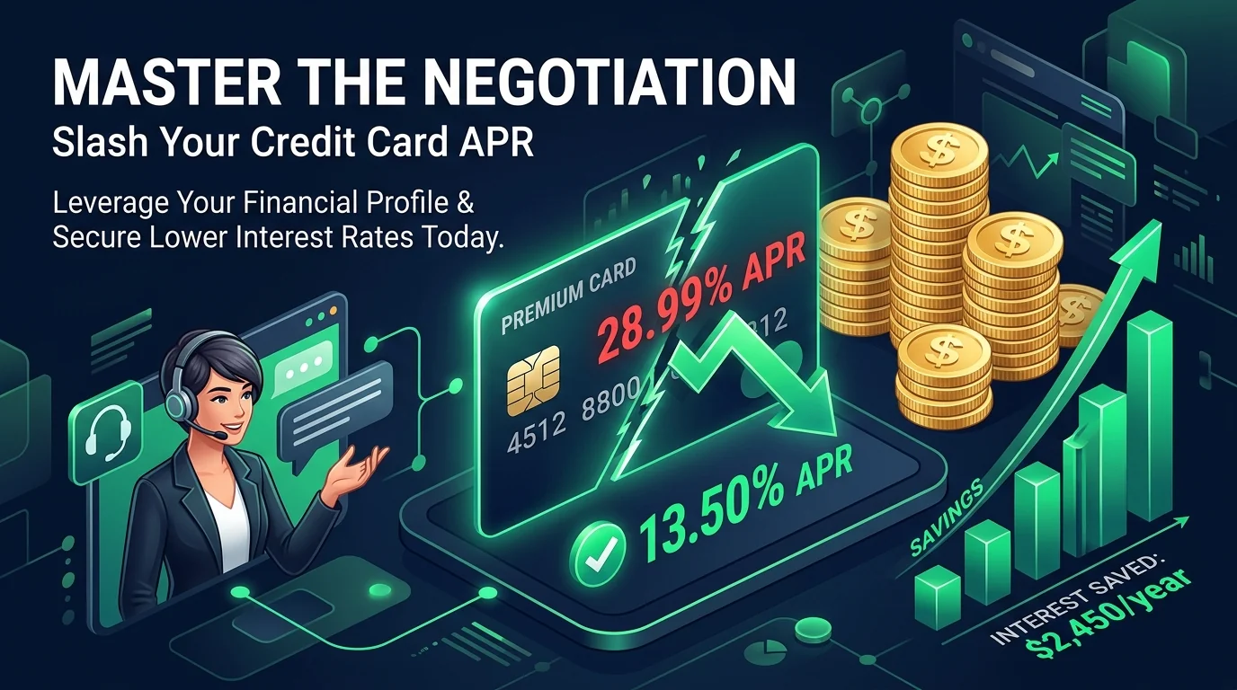 Comprehensive infographic on how to negotiate credit card interest rates and slash APR.