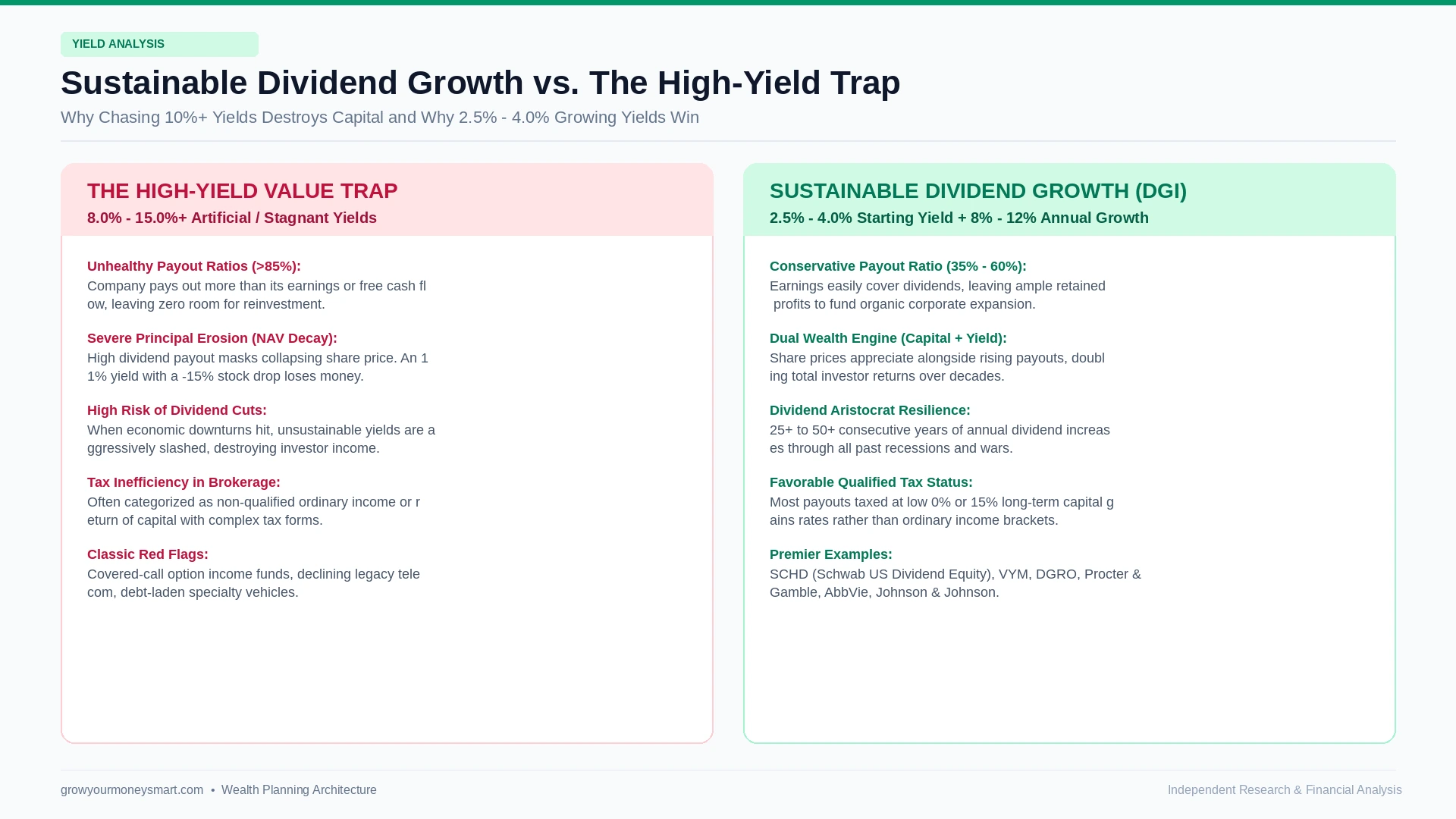 Dividend investing for beginners comparison of sustainable dividend growth versus high yield traps