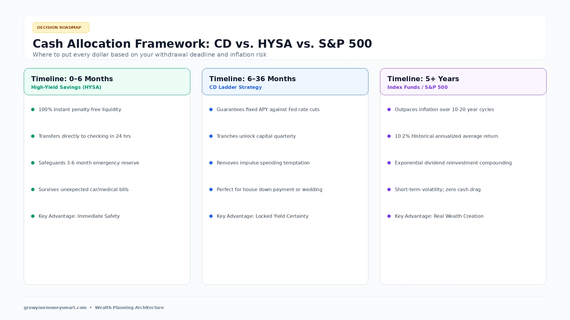 Cash Strategy Time Horizon Framework CD Ladder vs HYSA vs Stocks