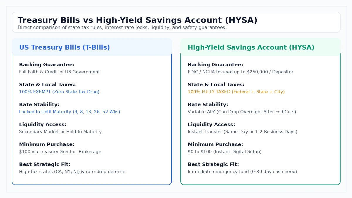 Treasury Bills vs HYSA Comparison Chart